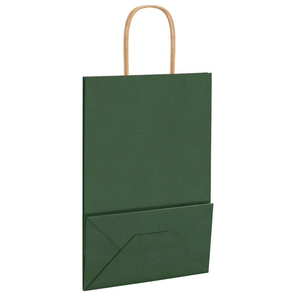 vidaXL Sacchetti di Carta 250 pz con Manici Verdi 21x11x31 cm