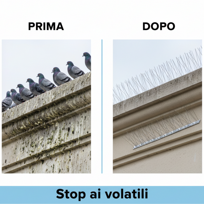 Dissuasore volatili punte acciaio inox per esterni 3 pezzi da 33 cm