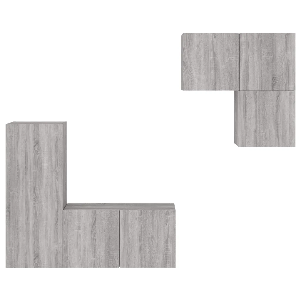 Mobili TV a Muro 4pz Grigio Sonoma in Legno Multistrato 3216433