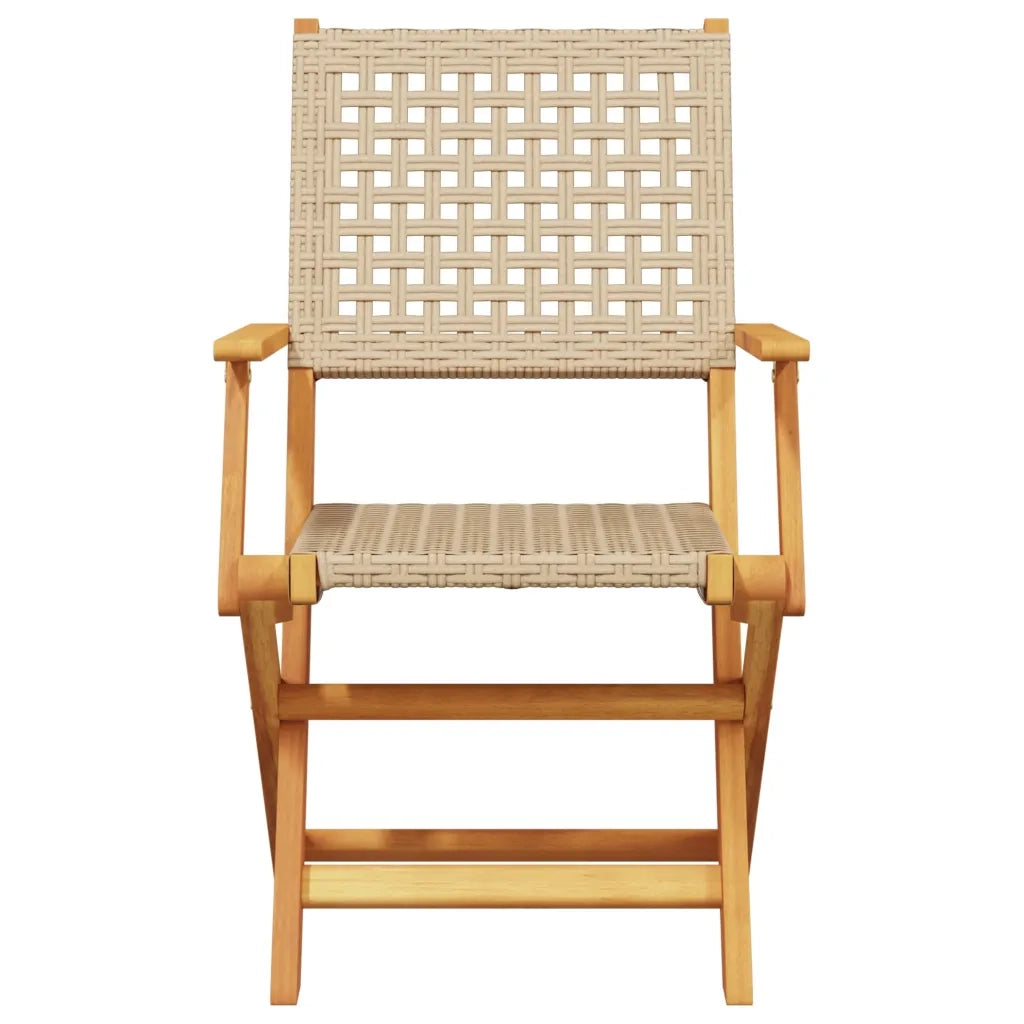 Set Pranzo da Giardino 5 pz Beige Polyrattan e Legno Massello 3281828