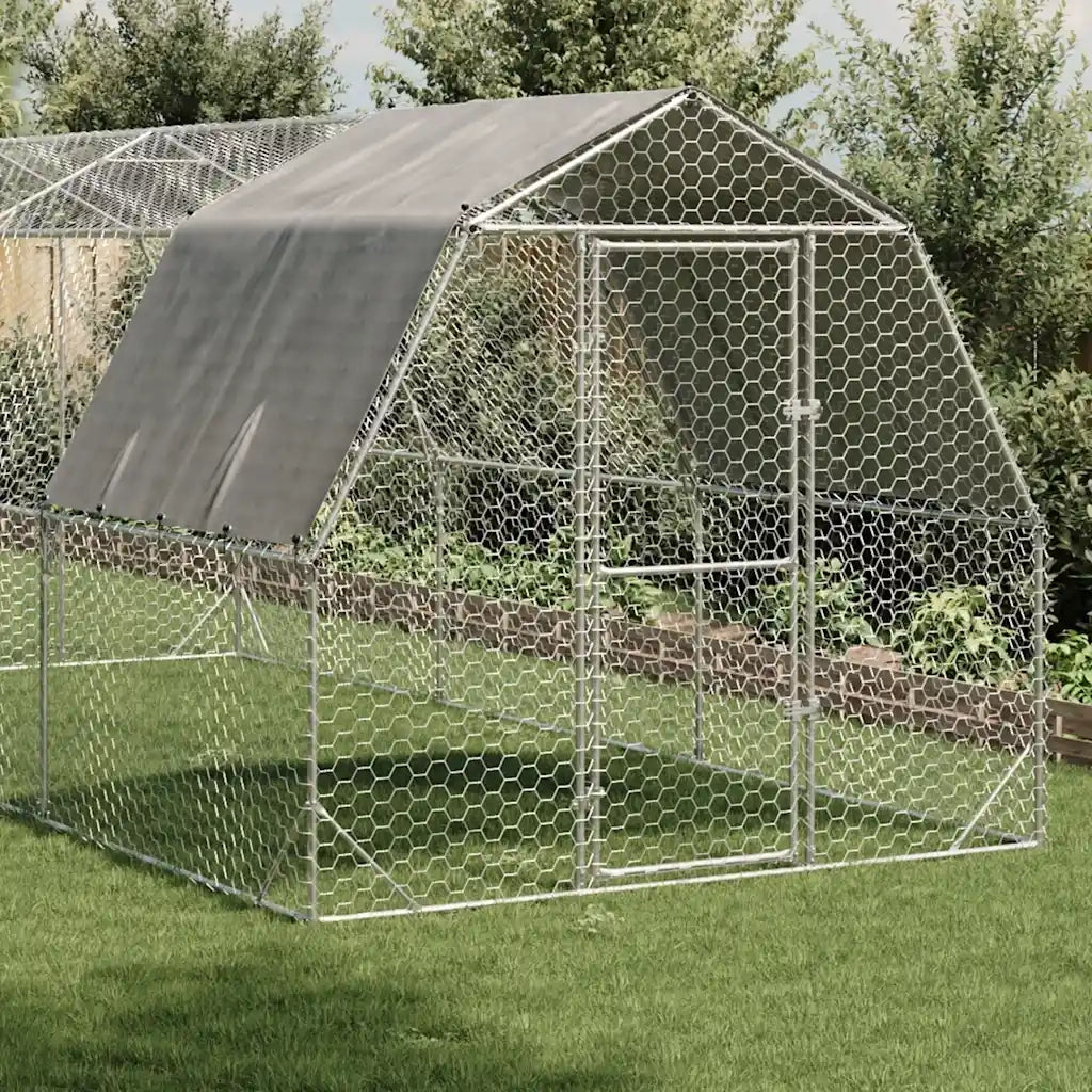 vidaXL Recinto per Polli con Tetto 2,5x6x2,25 m in Acciaio Zincato