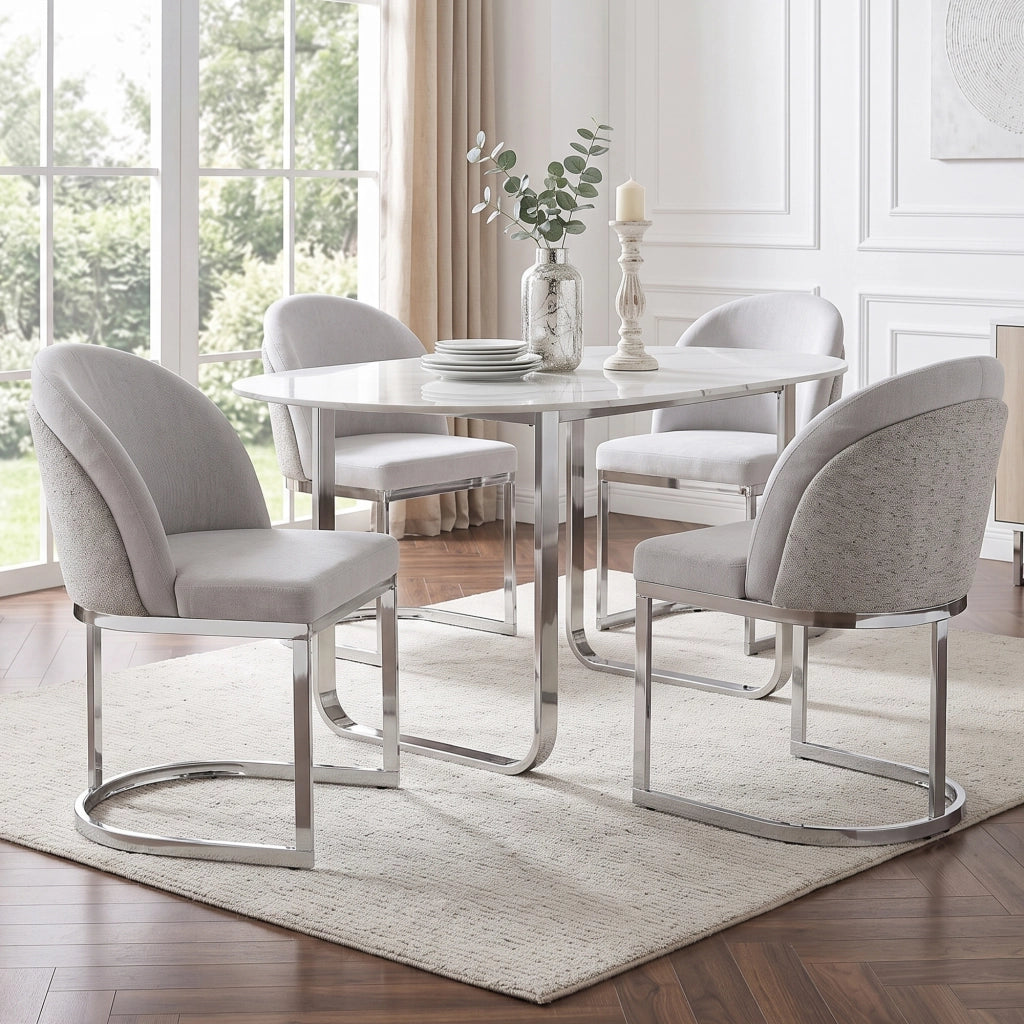 SEDIA da pranzo Set da 4 pezzi 59x52x85 cm Chenille Grigio/Argento