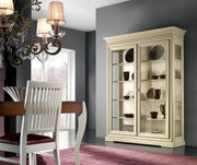 Vetrina 2 porte shabby chic avorio in legno l.165 x p.50 h.215 - Mobili 2G