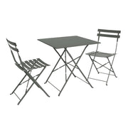 Set tavolo da giardino pieghevole in acciaio con 2 sedie, 70cm, verde