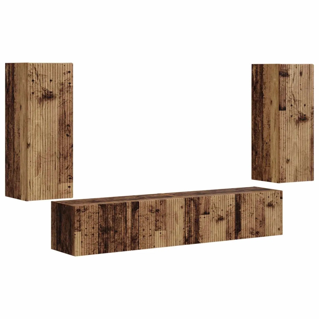 Set di Mobiletto da TV a Parete 4 pcs Legno vecchio 3408923