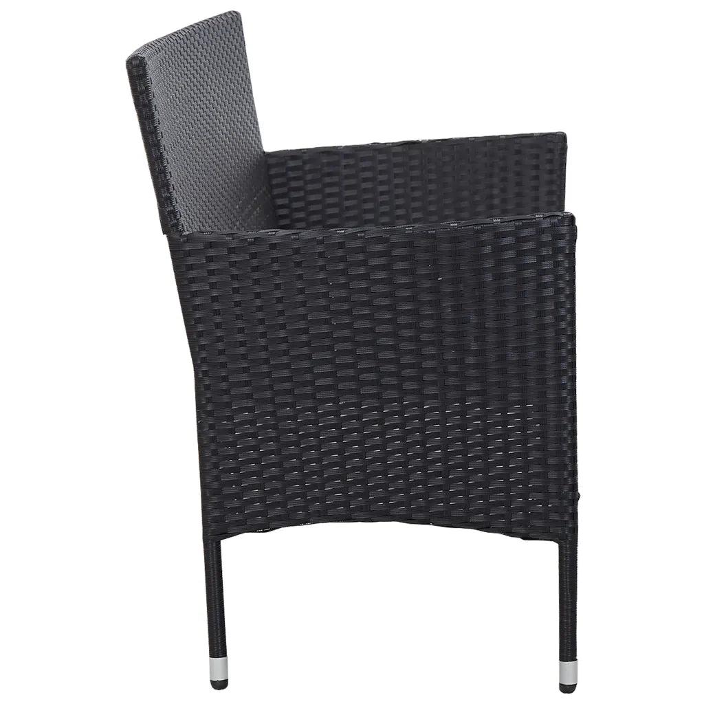 Divano da Giardino a 3 Posti con Cuscini Nero in Polyrattan 45899