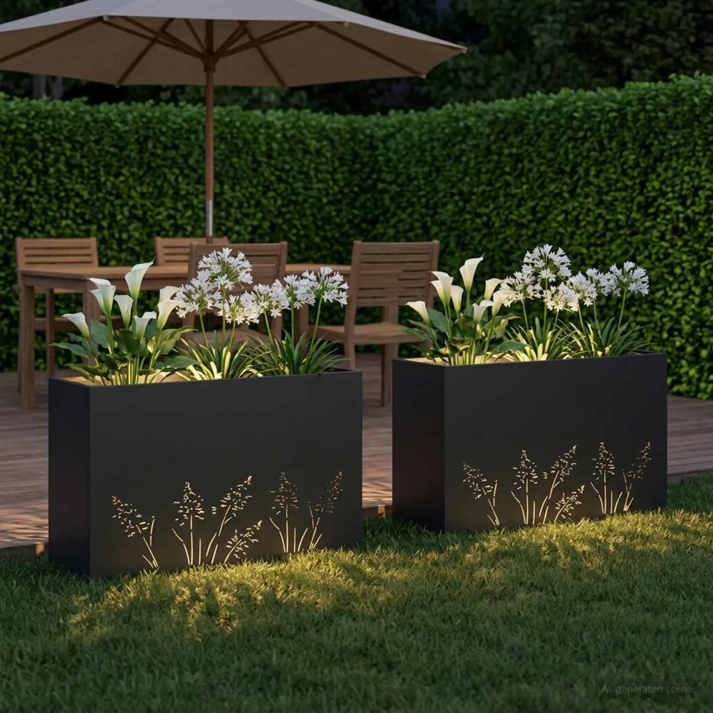 Vaso da giardino 2 pz Nero 80 x 30 x 49 cm 8005835