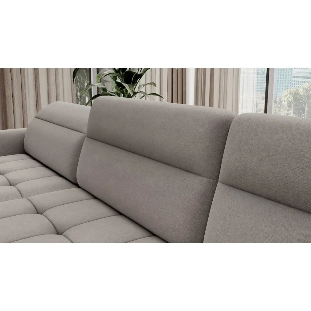 Divano ad angolo trasformabile BERTHO 306 cm grigio chiaro - Angolo sinistro con vano contenitore