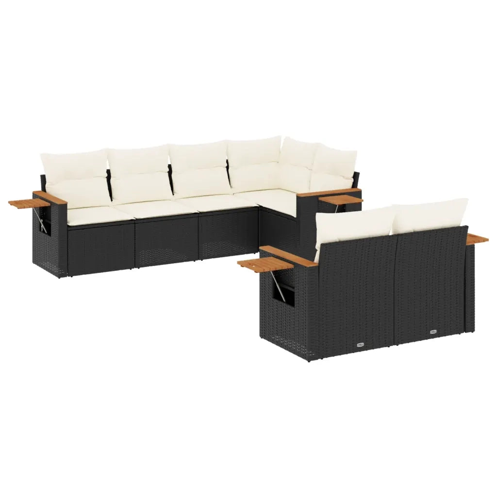 Set Divani da Giardino con Cuscini 7pz Nero Polyrattan 3259382
