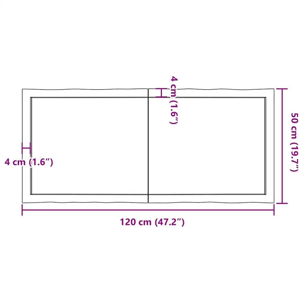 Piano Tavolo | Superficie Tavolo | Piano Scrivania Marrone Scuro 120x50x(2-4)cm Rovere Non Trattato