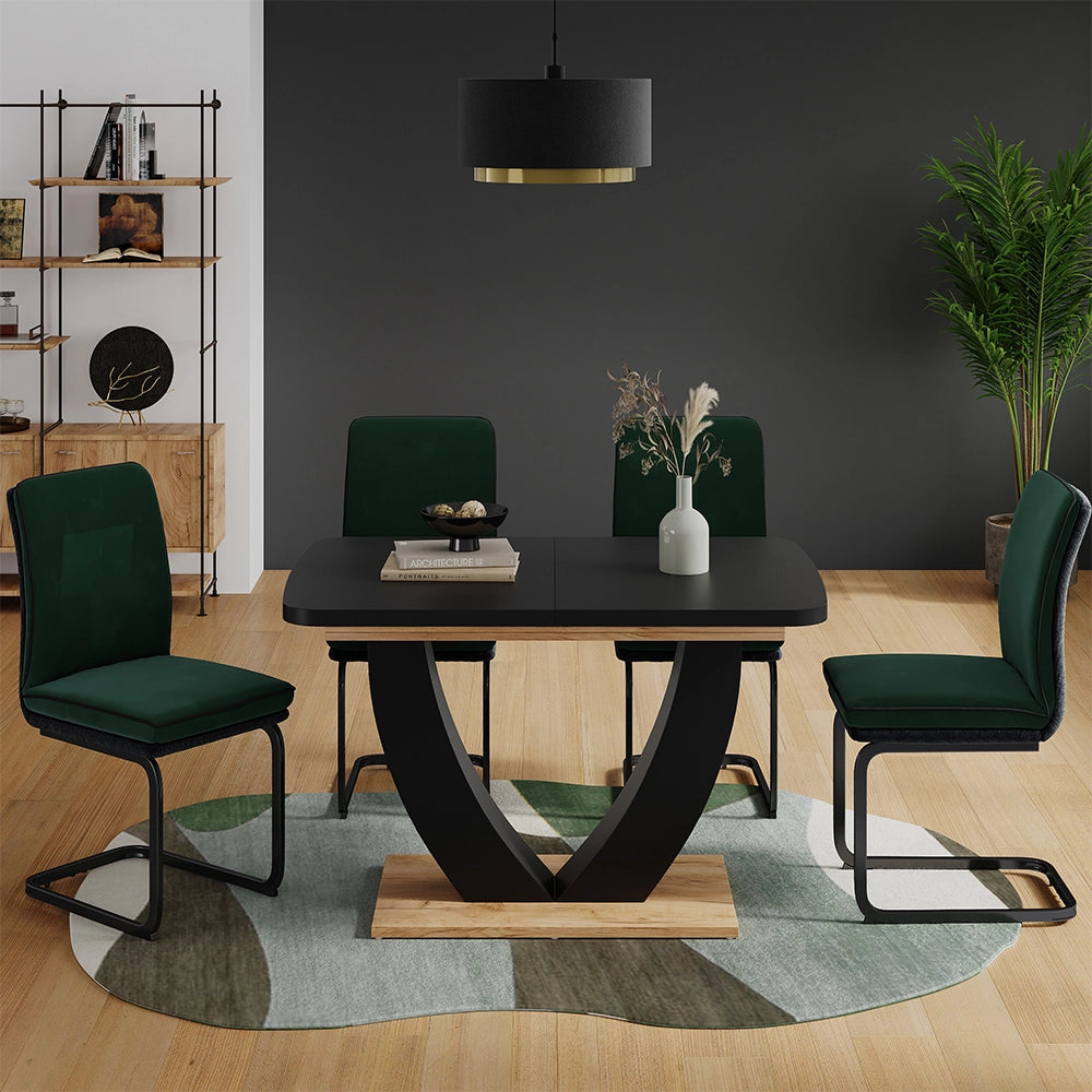 Vicco tavolo da pranzo allungabile Rovere nero/oro 120 x 80 cm Estensibile