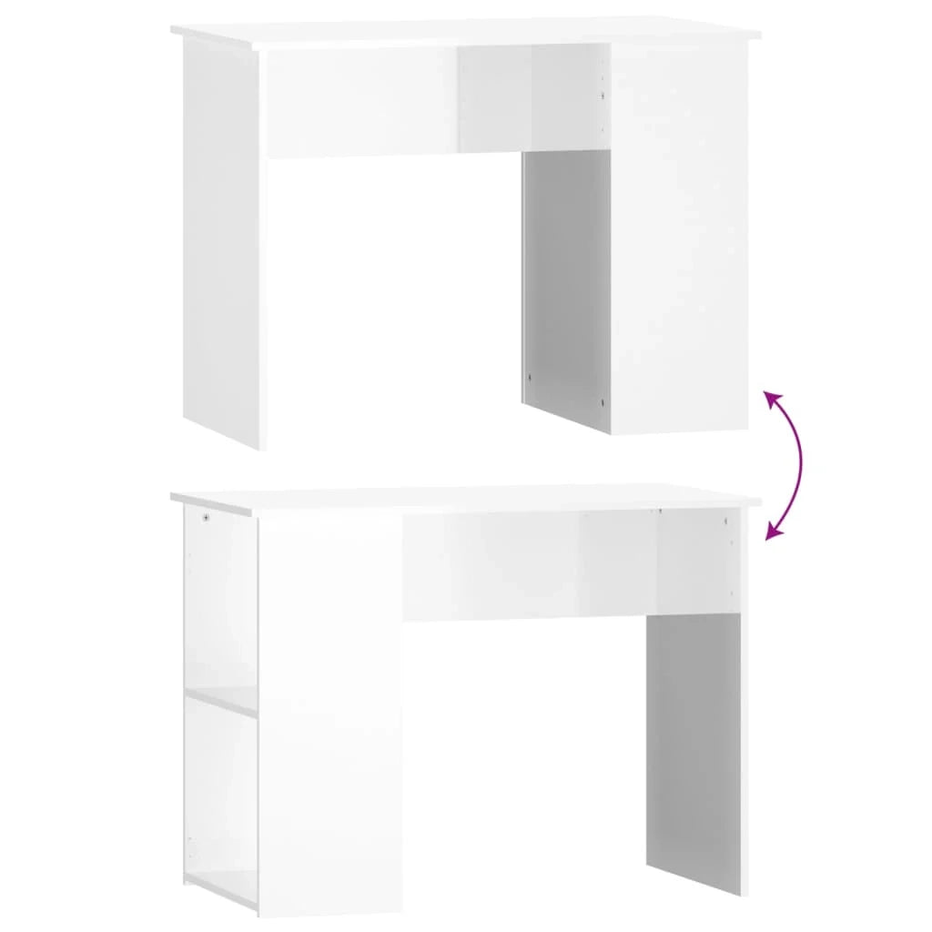 Scrivania tavolo postazione di lavoro mobile per computer scrivania da studio finitura lucida 100 x 55 x 75 cm legno ingegnerizzato bianco 02_0023537