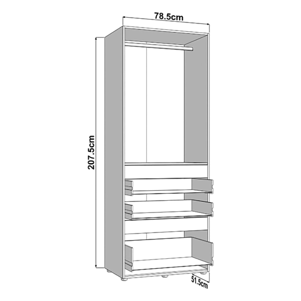 Armadio Camera da Letto Venas, Guardaroba 2 Ante Appendiabiti, 79x208h cm Bianco Opaco