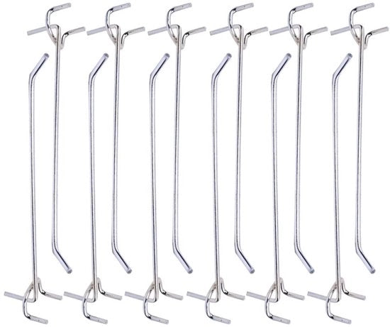 Pegboard con Hanger L-Formato - 40 Pezzi - Resistente - Hanger per Abbigliamento/Chiavi - Per Garage/Cucina - 20 cm - Appoggio Oggetti