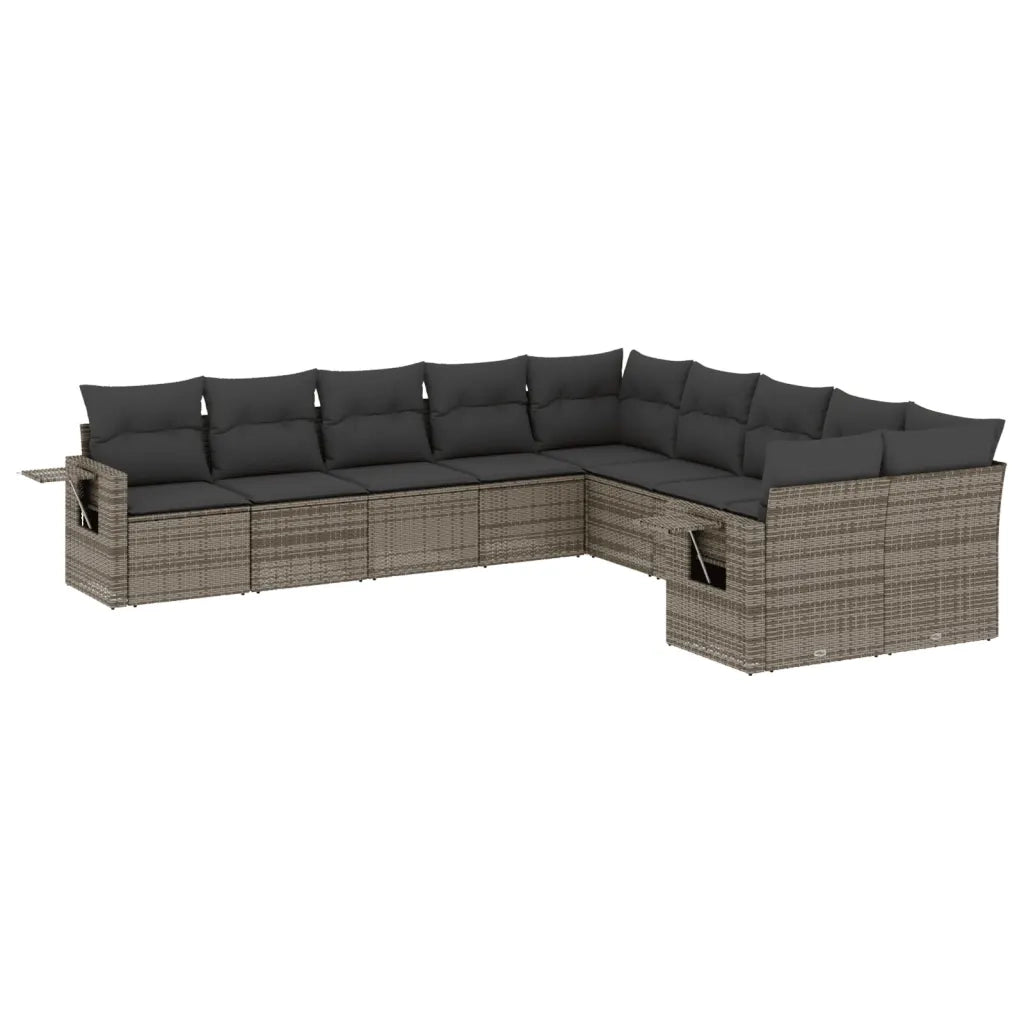 Set Divano da Giardino 10 pz con Cuscini Grigio in Polyrattancod mxl 112870