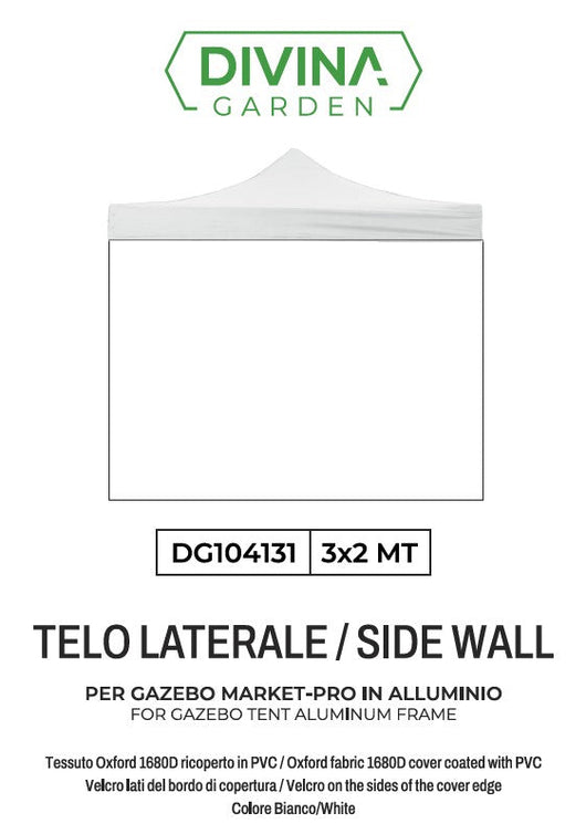 Telo Laterale 3x2 m Ricambio Per Gazebo Richiudibile Telo Oxford Impermeabile Bianco