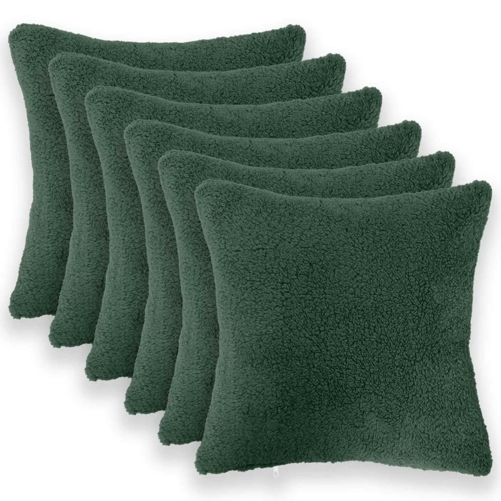 Federa 6 pcs HEERLEN Verde Scuro 30 x 30 cm Bouclé 907560