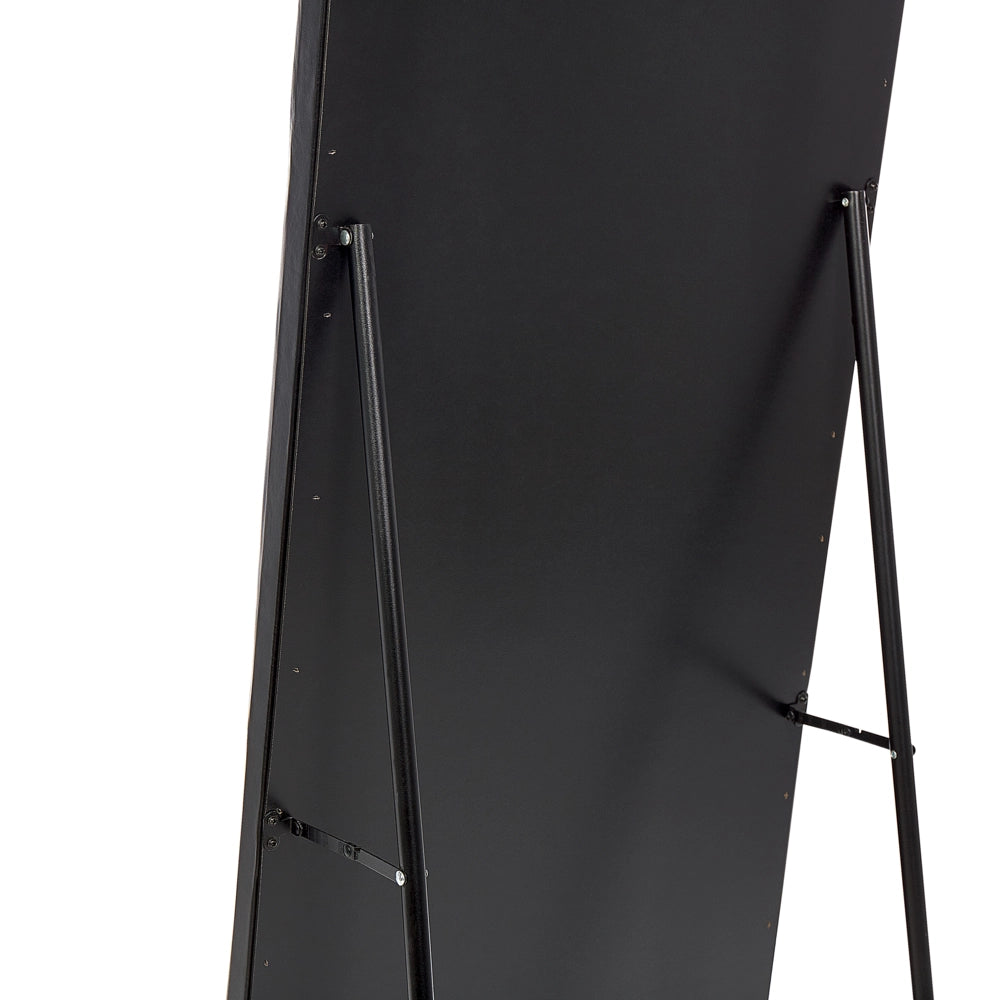 Specchio da pavimento in pelle sintetica nera 50 x 150 cm cornice decorativa strass con supporto glamour da appendere per armadio camera da letto soggiorno