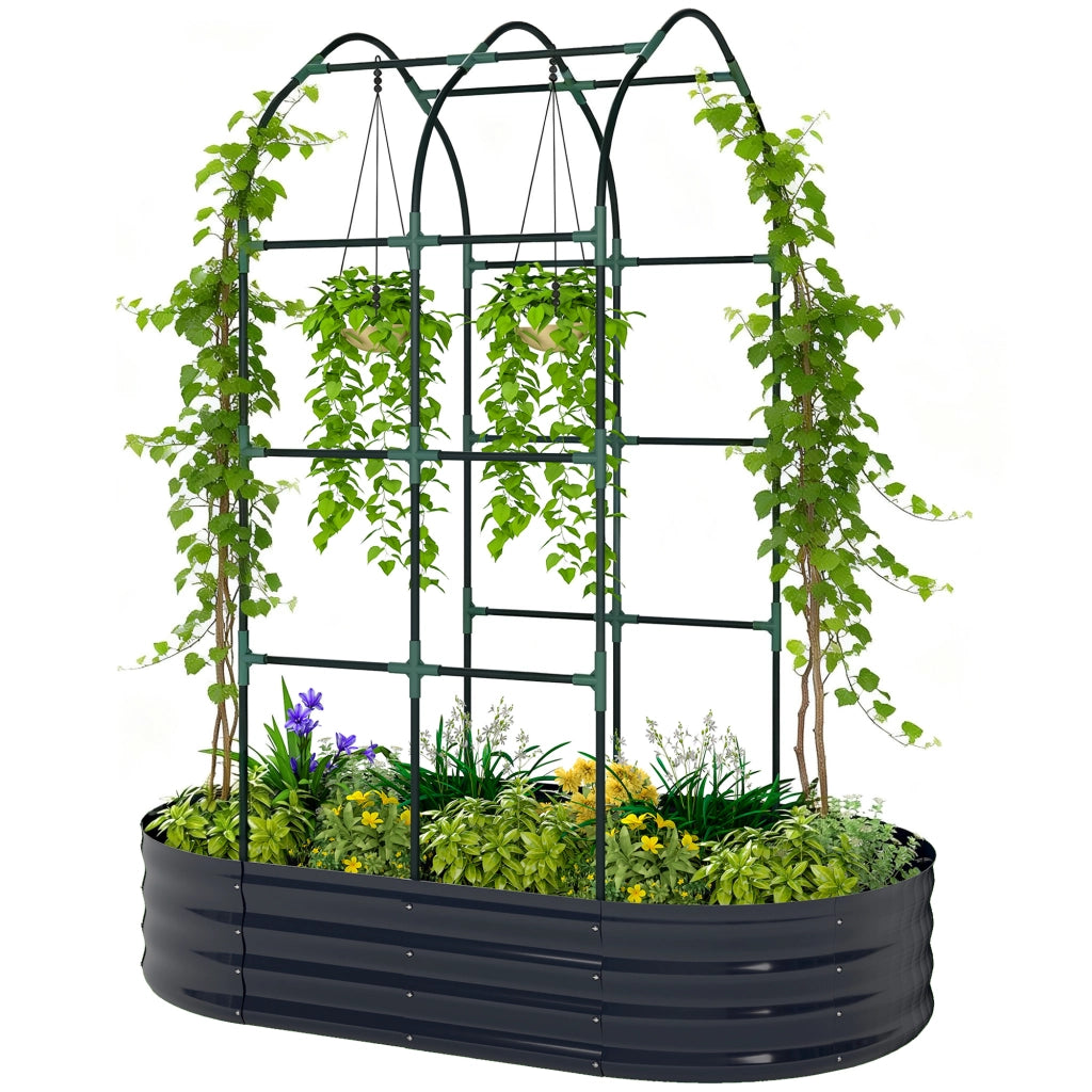 Fioriera con griglia arcuata ¨C Zephmum ¨C Grigio scuro 160x90x180 cm