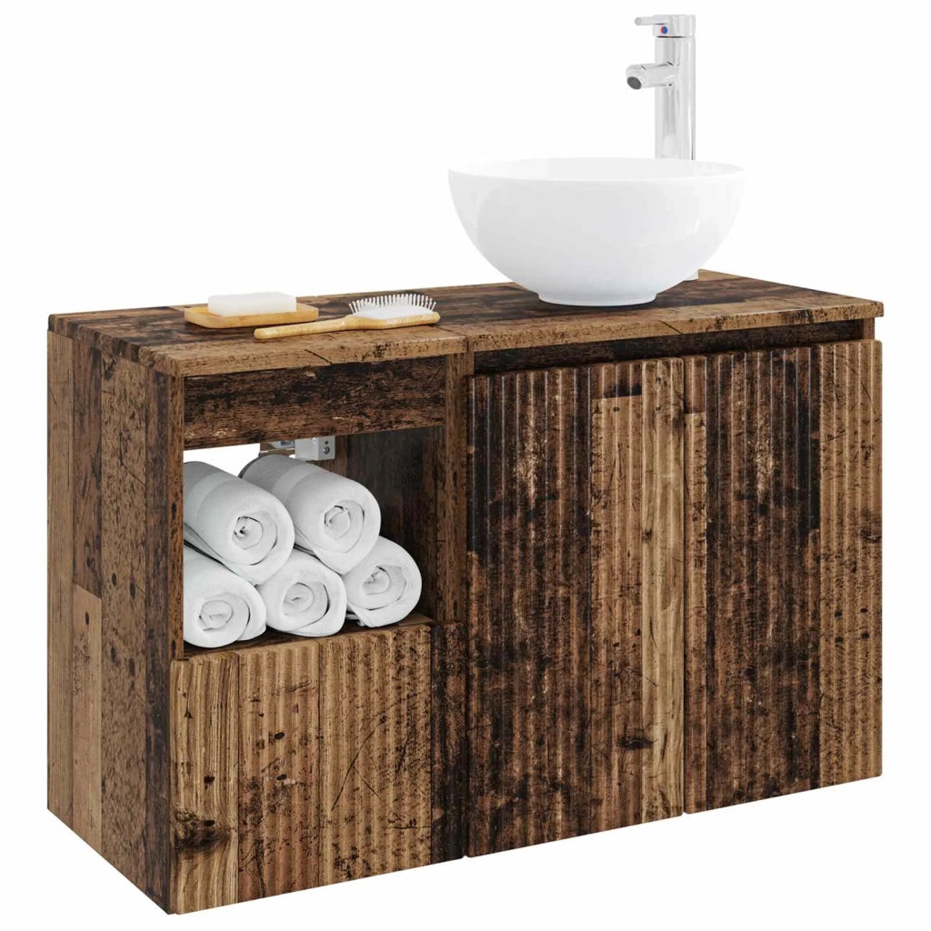 Set di mobili per il bagno 2 pz Legno antico 3404032