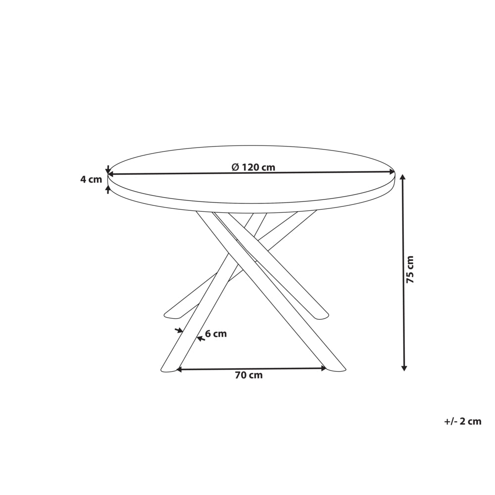 Tavolo da pranzo in legno di frassino marrone grigio MDF gambe in metallo incrociate ⌀ 120 cm rotondo 4-6 persone moderno