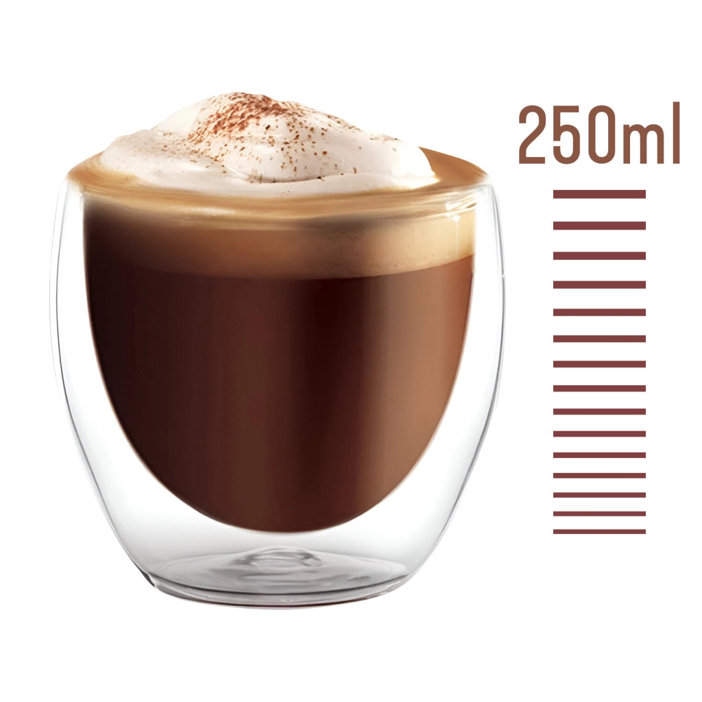 Set di 2 bicchierini da caffé 250 ml doppia parete effetto fluttuante Trasparente Cheffinger