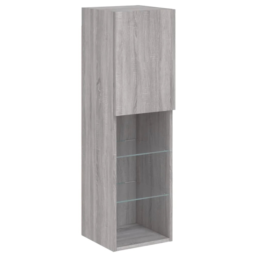 Mobile TV multimediale scaffale TV credenza mobile TV sala da pranzo soggiorno camera da letto con illuminazione a LED 5 pezzi legno ingegnerizzato Sonoma grigio 02_0029422