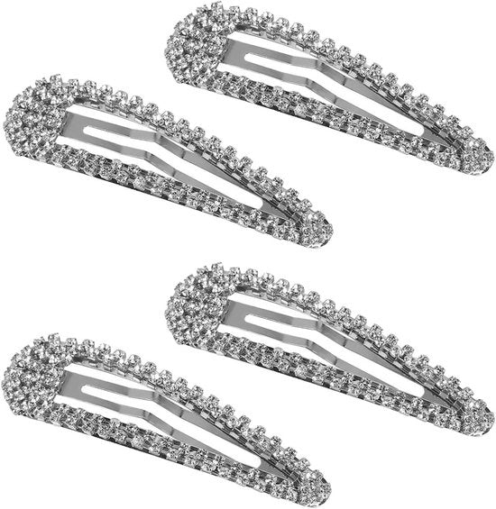 4 pezzi Clip per capelli con applicazioni in strass per donne