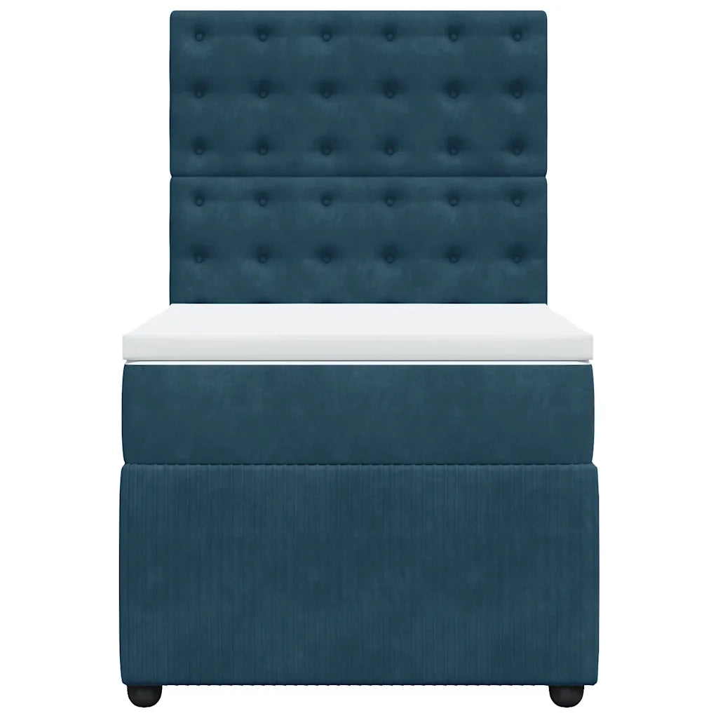 Giroletto a Molle con Materasso Blu Scuro 90x190 cm in Velluto 3292230