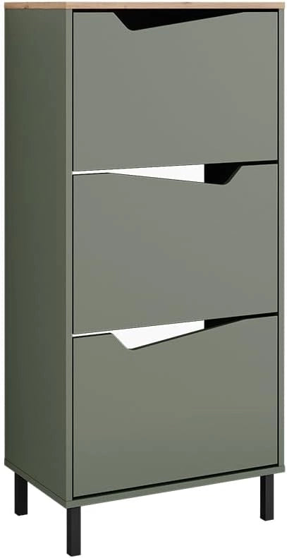 Scarpiera da ingresso Marelle, Bianco/Artisan, 60 x 129.5 cm con 3 scomparti