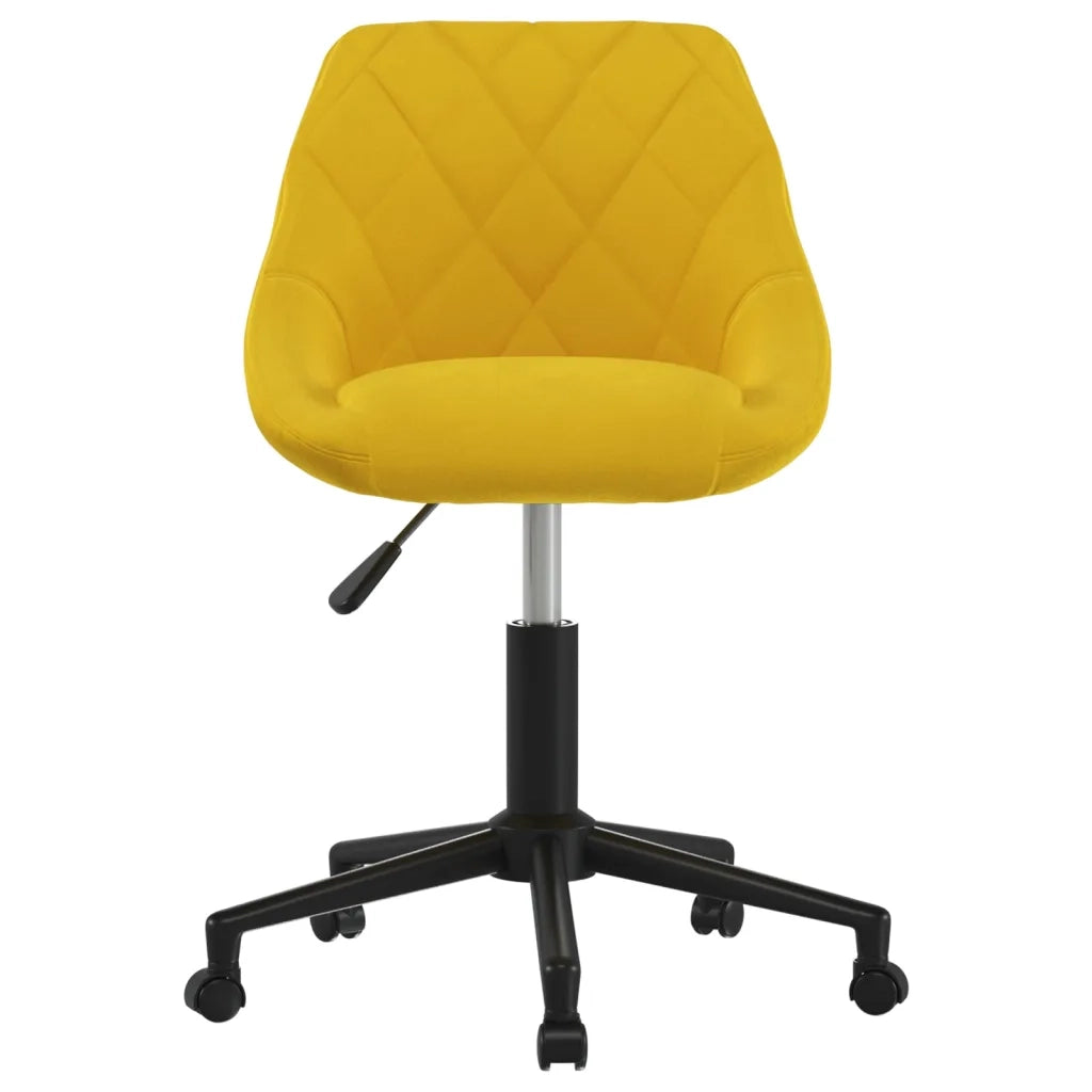 Sedia da Pranzo Girevole Giallo Senape in Velluto 3089039