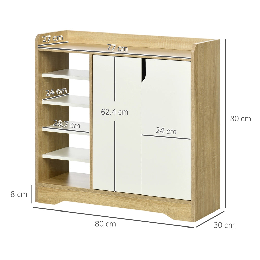 Scarpiera Moderna per Ingresso ¨C Zephmum ¨C Legno Multistrato Bianco e Naturale 80x30x80