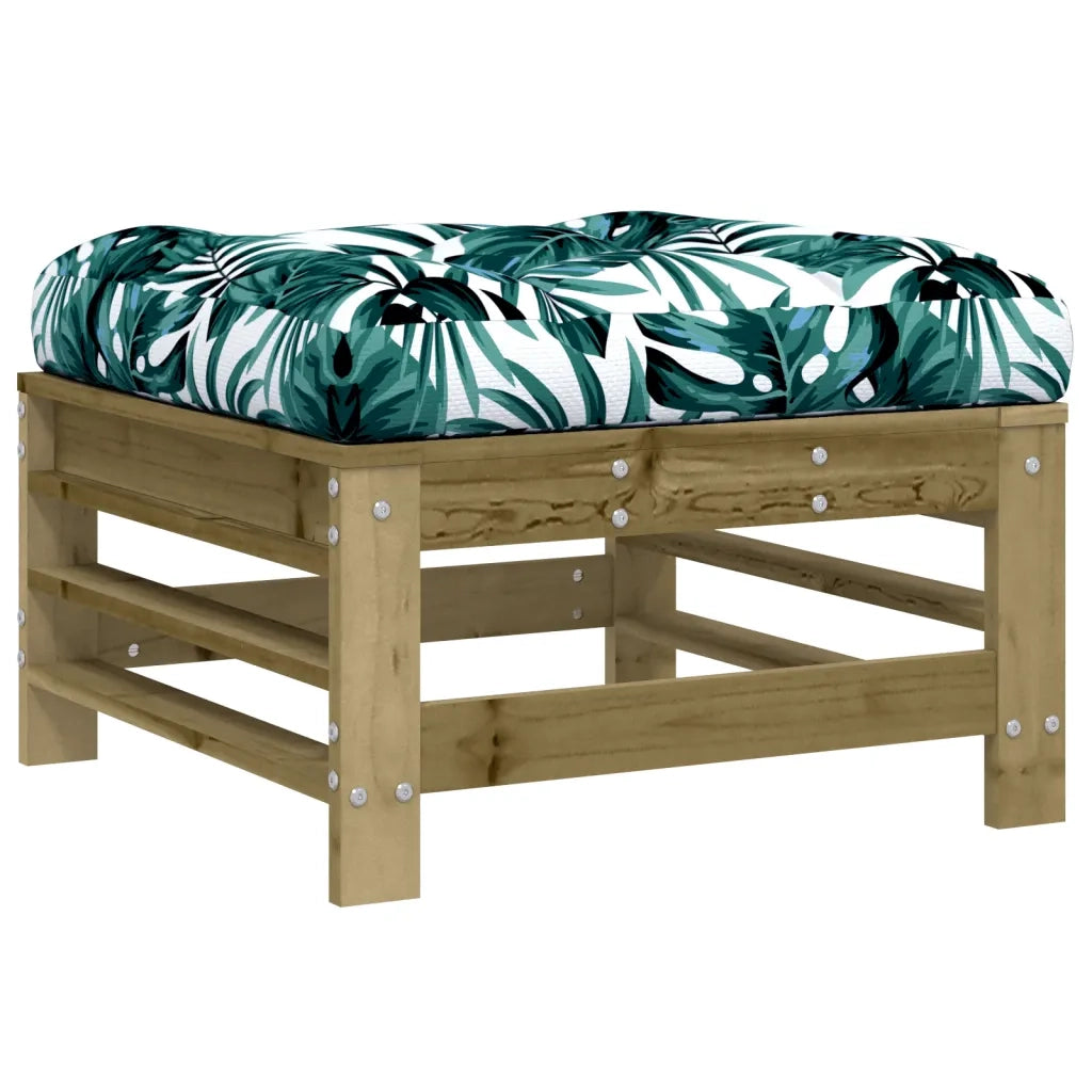Sedia da giardino-Poggiapiedi da Giardino con Cuscino in Legno Impregnato di Pino 460260