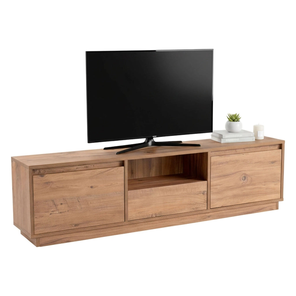 Mobile porta TV Morrigan, Credenza da soggiorno, Armadio basso per TV, Base parete attrezzata, 160x30 h42 cm, Pino
