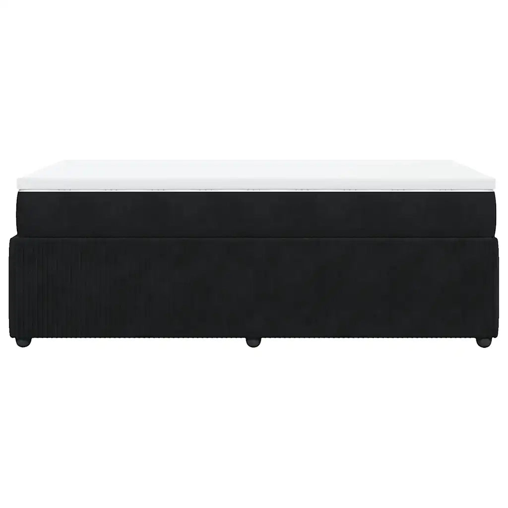 Giroletto a Molle con Materasso Nero 90x200 cm in Velluto 3285616