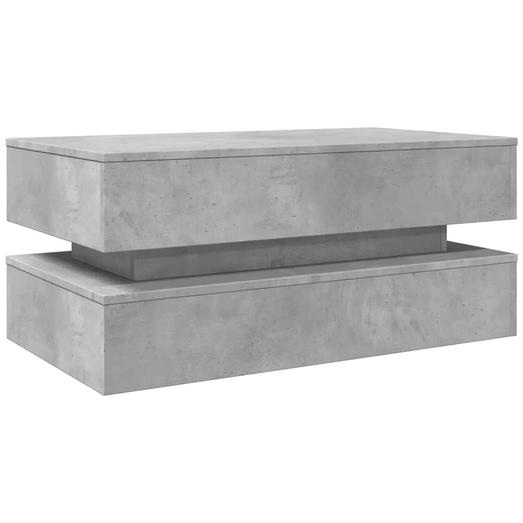 Tavolino da salotto | Tavolino da caff¨¨ | Tavolino da Soggiorno con Luci LED Grigio Cemento 90x50x40 cm