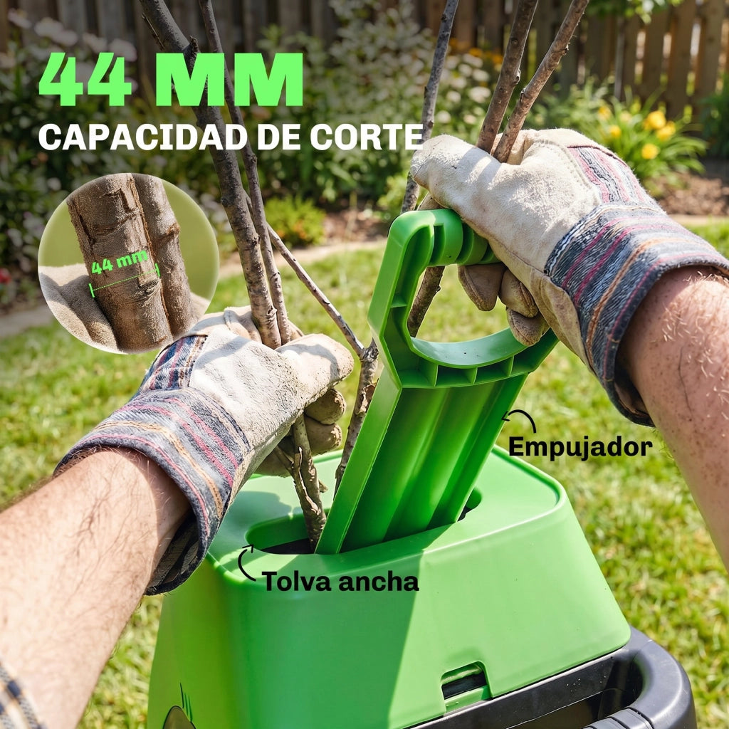 Trituratore da Giardino Elettrico ¨C zephmum ¨C Verde 2500W ?44mm 45L