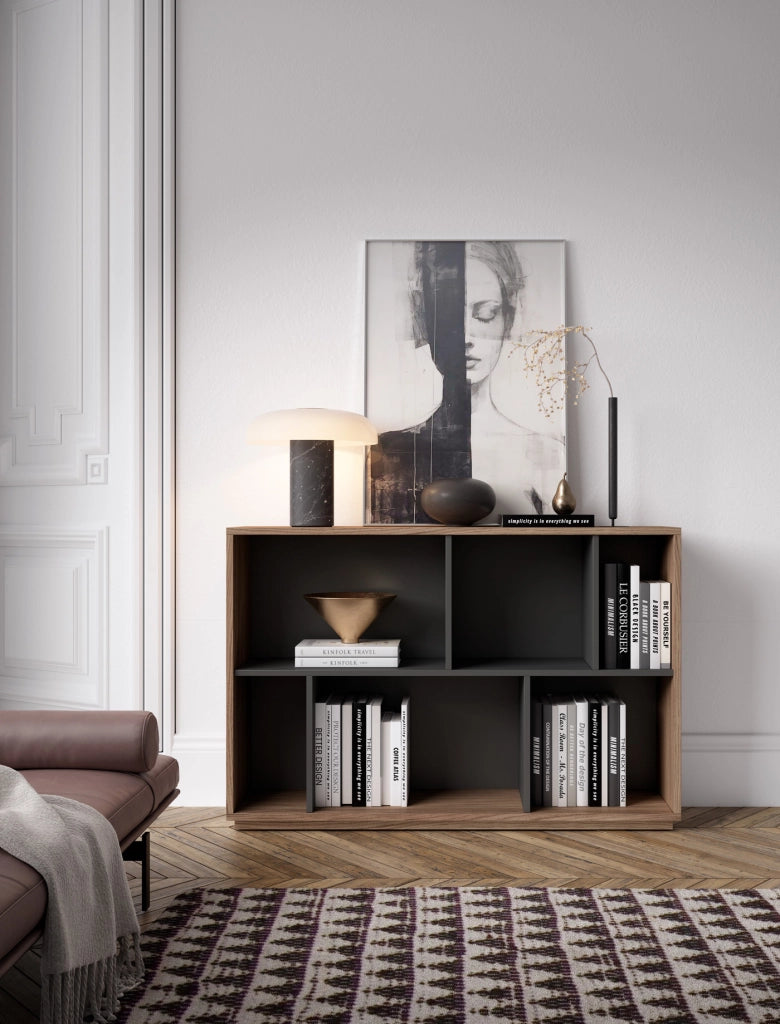 Libreria Herdasa effetto noce e grafite 80x119x32