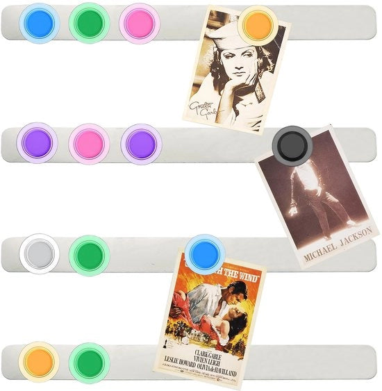 Pannello Magnetico per Memobord Striscia Magnetica Autoadesiva, Piccolo Pannello Magnetico per Parete Magnetica Pannello Magnetico per Cucina Striscia Metallica in Acciaio Inossidabile con 7 Forti Magnetici per Fotografia Documenti, 4 Pezzi