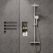 Colonne doccia cromo, soffione doccia rotondo da 20cm acciaio inox, miscelatore termostatico doccia tondo antiscottature