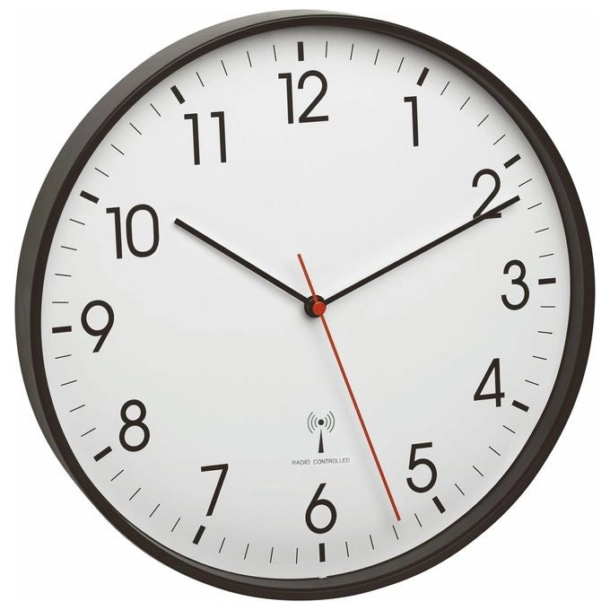 TFA-Dostmann 60.3537.01 Orologio a muro analogico radiocontrollato con movimento silenzioso sweep diametro 30.5 cm colore Nero