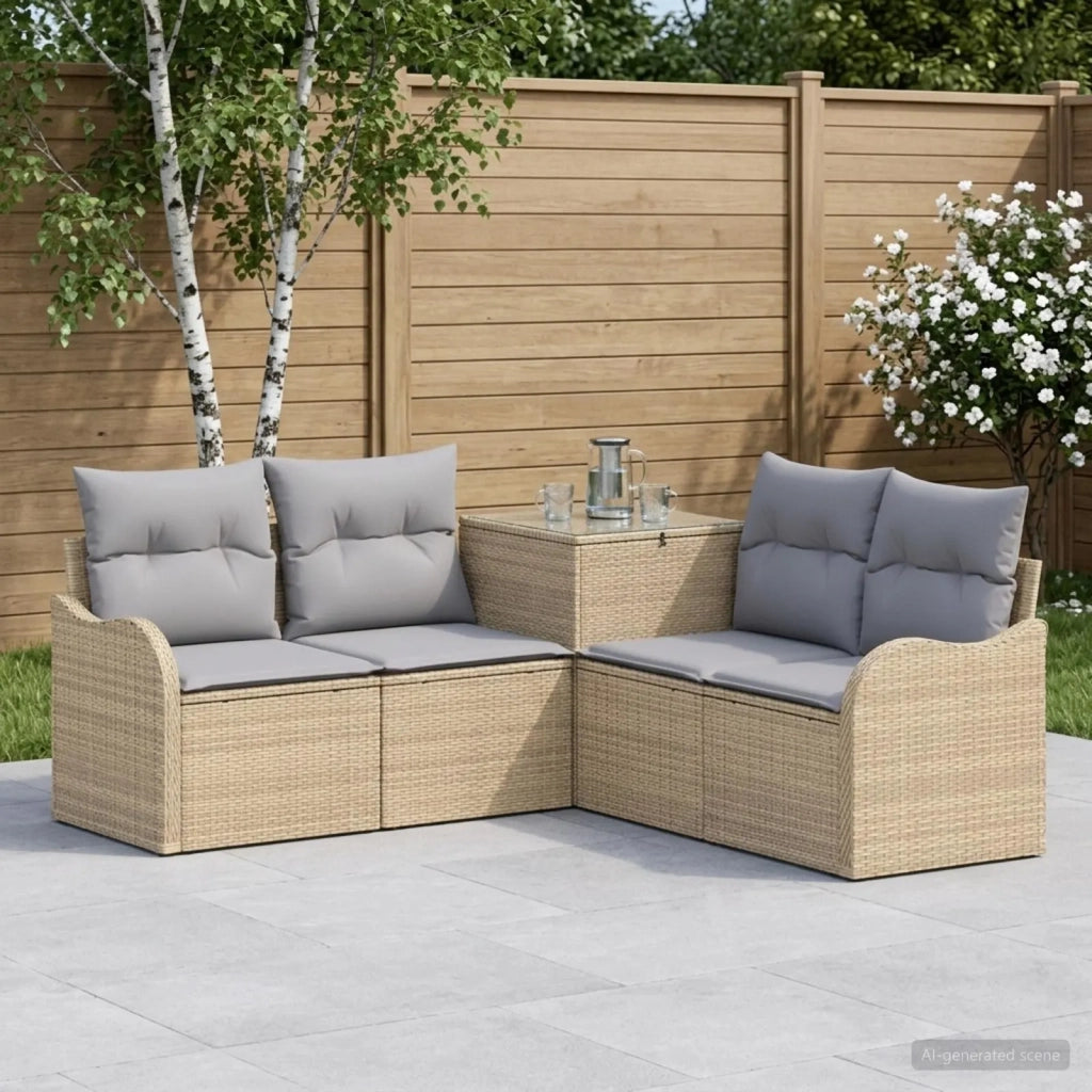 Set di divani 5 pz Beige e Grigio Chiaro 3447765