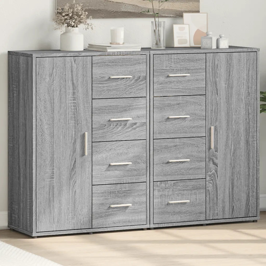 Credenze 2 pz | Madia | Buffet da pranzo | Armadio da pranzo Grigio Sonoma 60x31x84 cm in Legno Multistrato