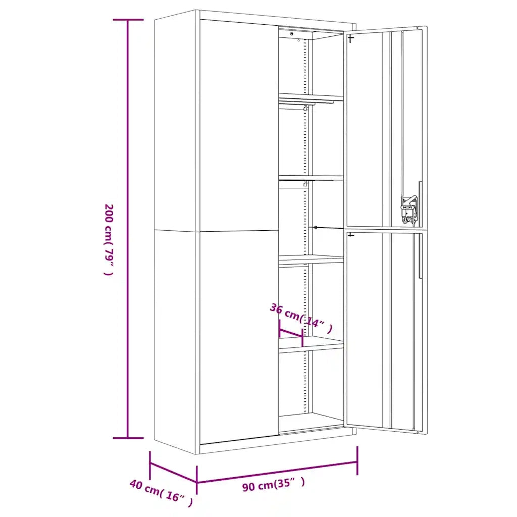 Armadio Classificatore Antracite 90x40x200 cm in Acciaio CFW7513186