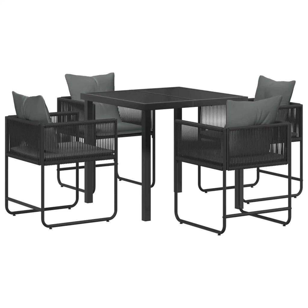 Set da Pranzo per Giardino 5 pcs Nero e antracite