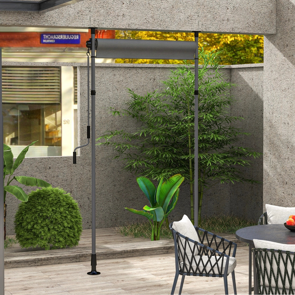Tenda da sole verticale autoportante 150 x 220-310 cm con manovella, struttura in alluminio, grigio scuro