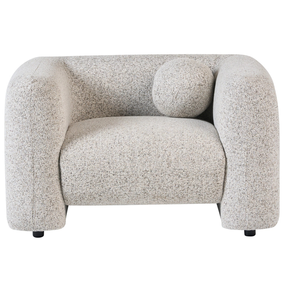 Set da salotto composto da divano a 5 posti e 2 poltrone in tessuto bouclè beige con cuscini aggiuntivi stile glamour retrò soggiorno