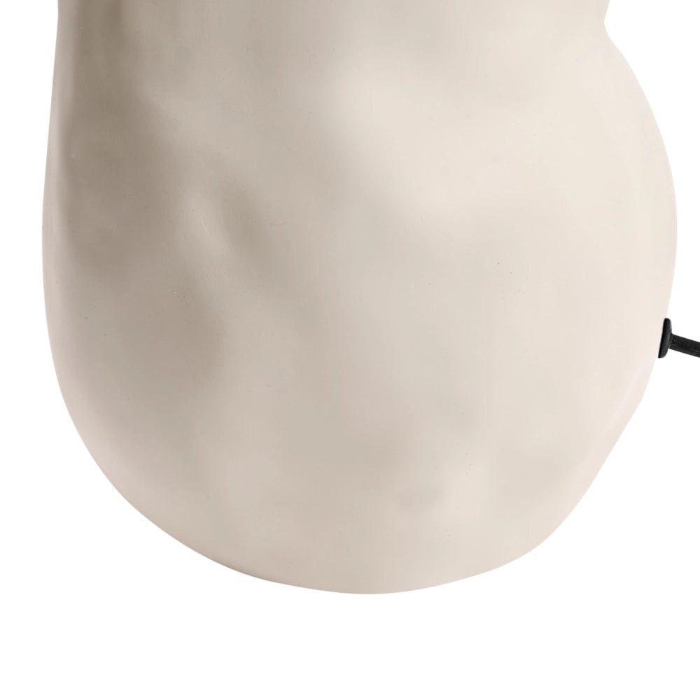 Lampada da terra con base in ceramica beige e paralume alto in tessuto in stile originale