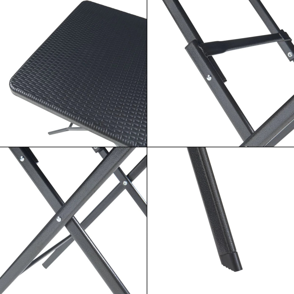 Tavolo da campeggio pieghevole 78 x 78 x 74 cm effetto rattan nero 03_0011004