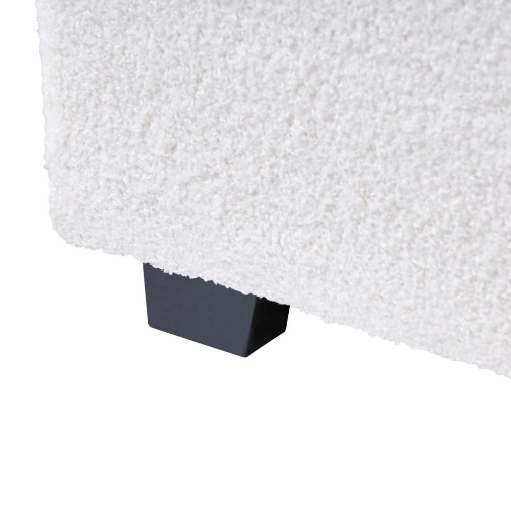 Letto ad acqua in bouclé retrò dal design minimalista in poliestere bianco sporco 180 x 200 cm
